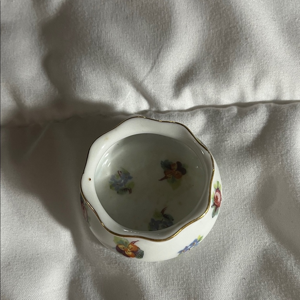 Floral Ceramic Bowl vintage Royal Austria signed tiny maybe for a wedding ring